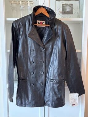 MK Genuine Leather Double‑Breasted Jacket — Women’s L — NWT~~yet VINTAGE